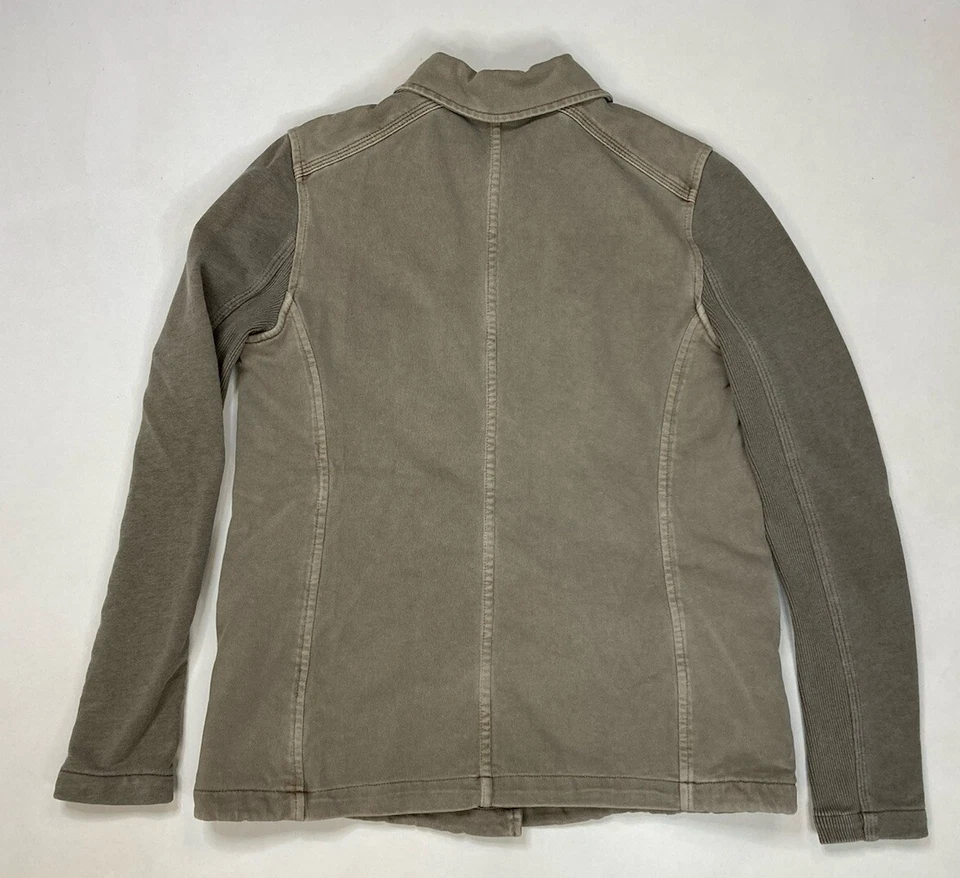 James Perse Mixed Knit Shirt Jacket Women Size 2 Medium Khaki Utility WDNW2417 - Image 3 of 4