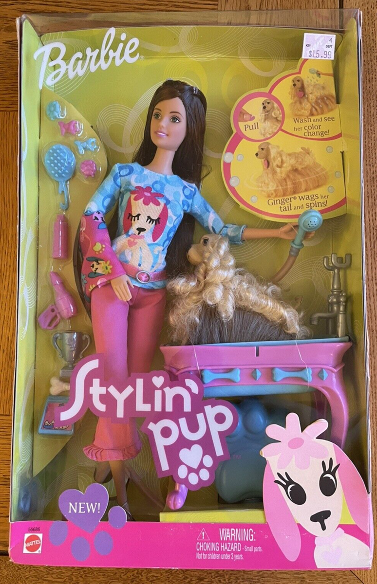 Barbie Stylin' Pup Doll and Puppy 2002 Mattel 56684 RARE new in