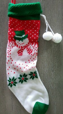 17 inch OLD FASHION KNIT CHRISTMAS STOCKING snowman boy girl men women SUPER CON