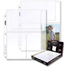 100 BCW 3 Pocket Photo Pages Holds Three 4x6 Photos Postcards Acid Free Archival