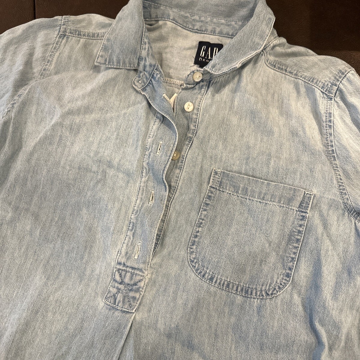Gap Denim Long Sleeve Popover Button Shirt Dress Womens Size S Pocket Light FAST | eBay Gap Denim Long Sleeve Popover Button Shirt Dress Womens Size S Pocket Light FAST | eBay