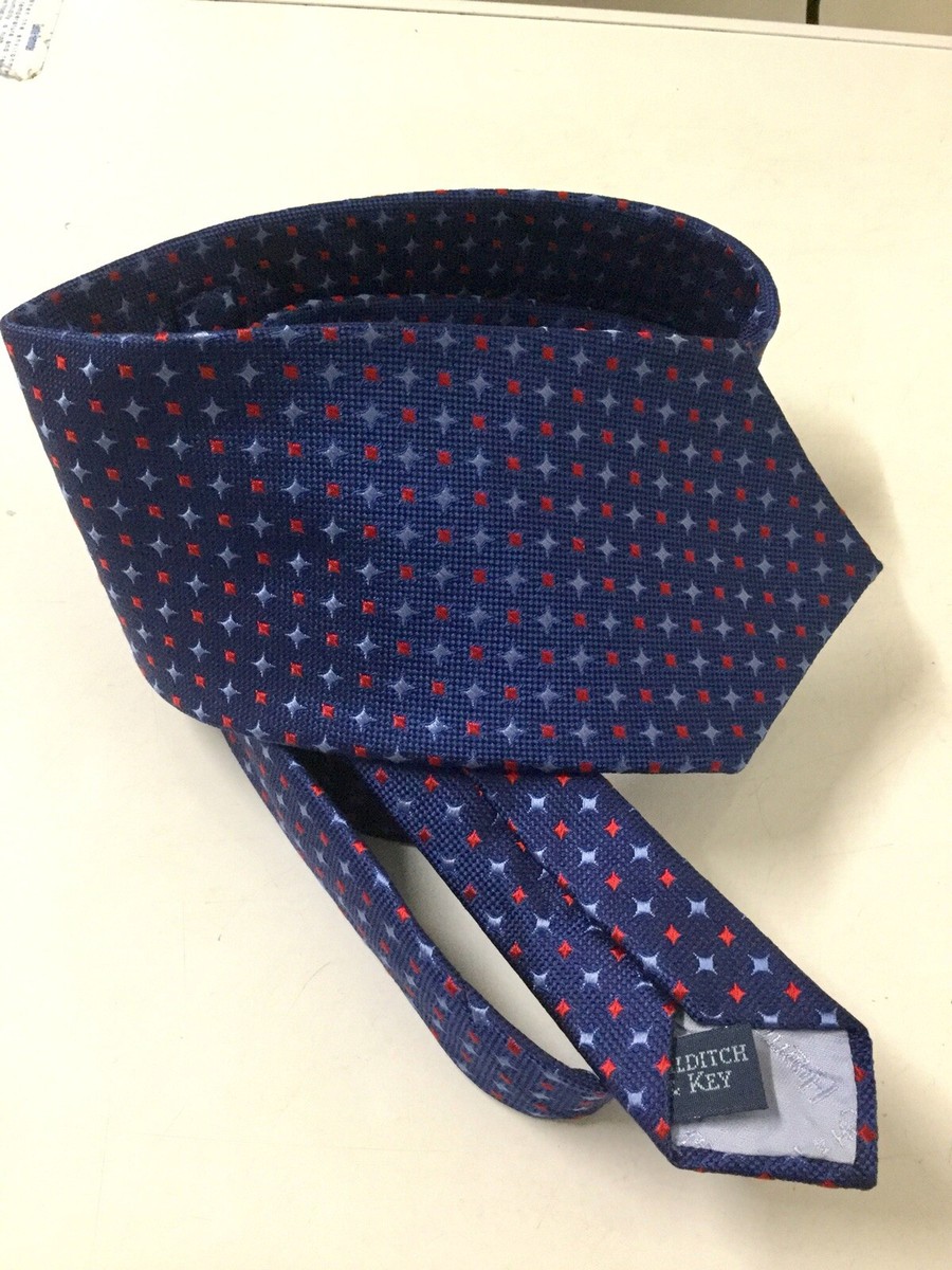 HILDITCH KEY MEN'S SILK TIE JERMYN STREET BLUE EXCELLENT