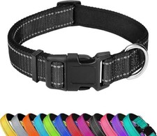 Reflective Dog Collar, Adjustable Soft Neoprene Padded Nylon Pet Collars