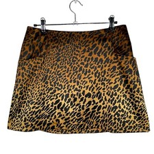 Ecote UO Leopard Animal Print Mini A-Line Satin Skirt Women's 6 Urban Outfitters