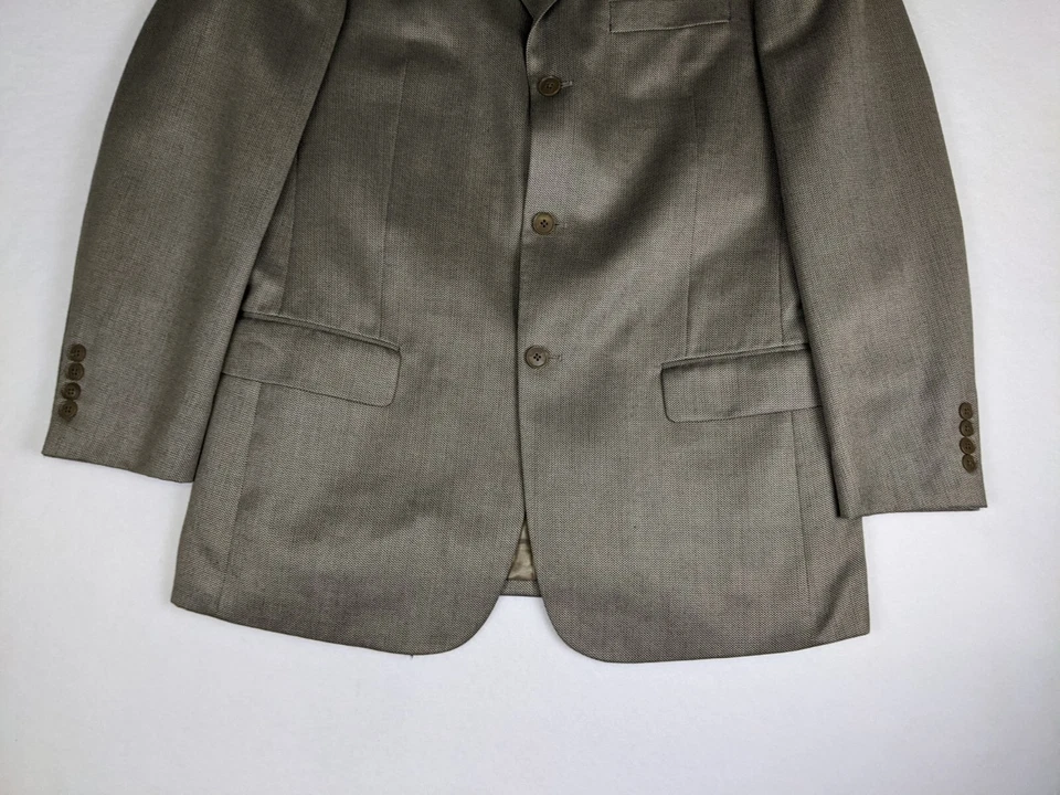 Blazer para hombre Claiborne talla 42L beige y negro espiga seda lana abrigo deportivo Foto 3 de 4