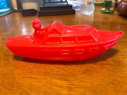 VINTAGE PLASTIC RED BOAT & TRAIN BLOW MOLD TOYS - Picture 5 of 8