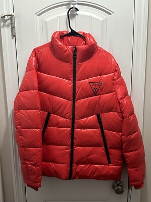 Guess EST. 1981 Men s Red Puffer Coat Size Medium