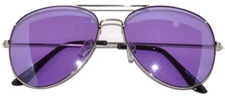 PURPLE LENS AVIATOR STYLE SILVER METAL FRAME WOMEN MEN SUNGLASSES 90 SHADES UVB