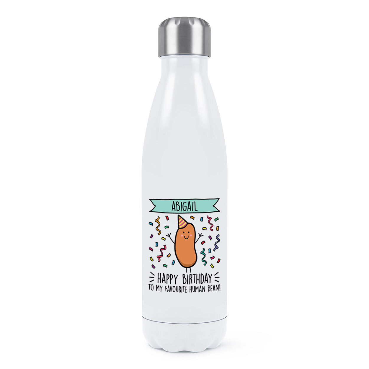 Personalised Happy Birthday Banner Favourite Human Bean Double Wall Water Bottle