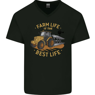 Farming Farm Life is the Best Life Farmer Mens V-Neck Cotton T-Shirt