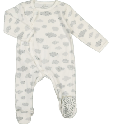 Baby Boy or Girl 'Boboli' White Grey Cloud Velour Sleepsuit 3,  Months