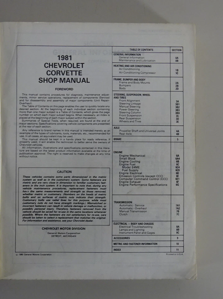 Taller Manual/Manual de Reparacion Chevrolet Corbeta C3 Desde 1981 - Imagen 2 de 4