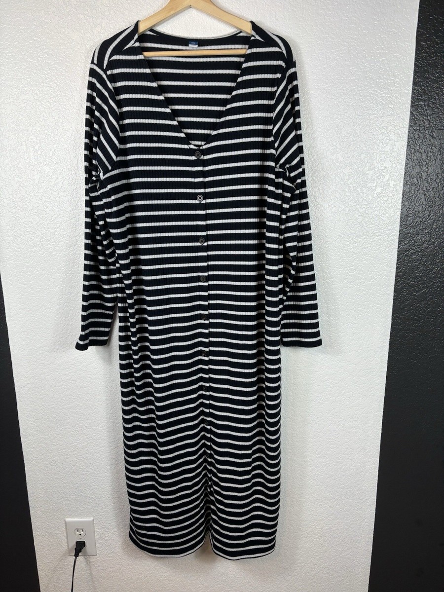 Old Navy Women's Rib-Knit Midi Button-Front Dress, Navy/White, Size XXL | eBay Old Navy Women's Rib-Knit Midi Button-Front Dress, Navy/White, Size XXL | eBay