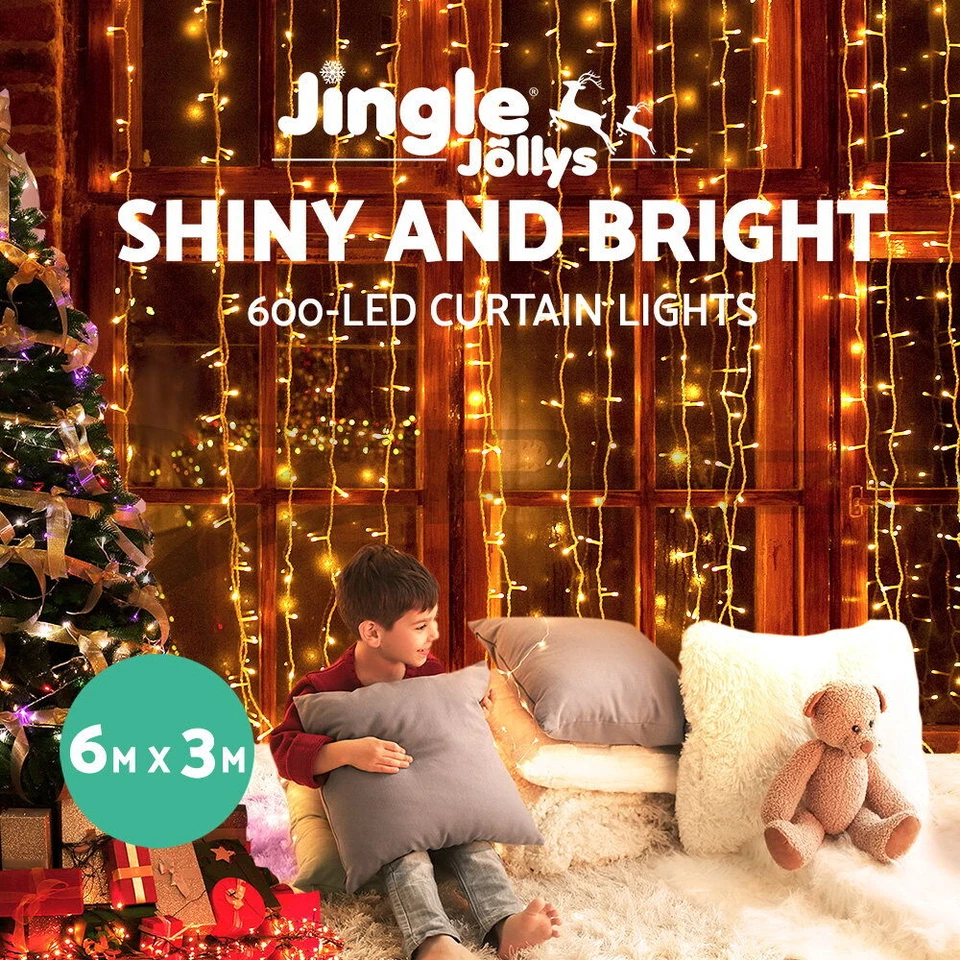 Jingle Jollys Christmas Curtain Lights 6X3M LED Fairy String Light 2 Models