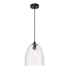 Living District Gibson 1-Light Metal & Glass Pendant in Black/Clear