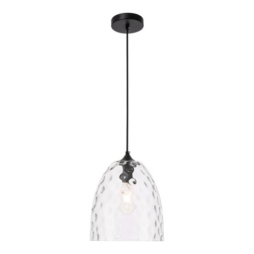 Living District Gibson 1-Light Metal & Glass Pendant in Black/Clear - Picture 1 of 13