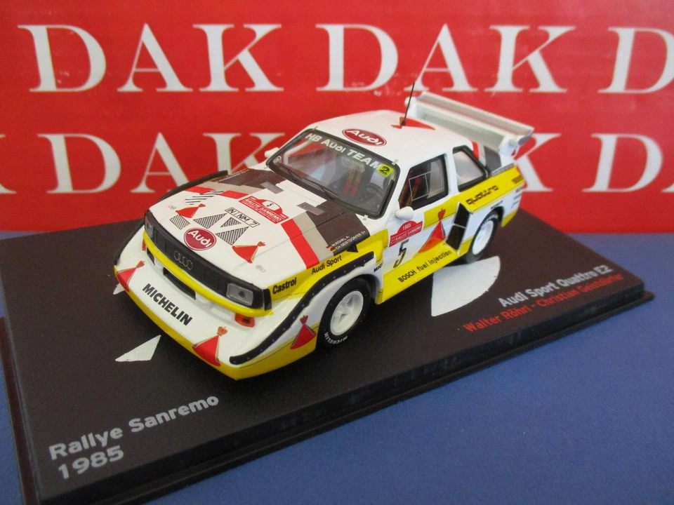 Die cast 1/43 Modellino Auto Audi Sport Quattro S1 Rally Sanremo 1985 W. Rohrl - Immagine 2 di 4