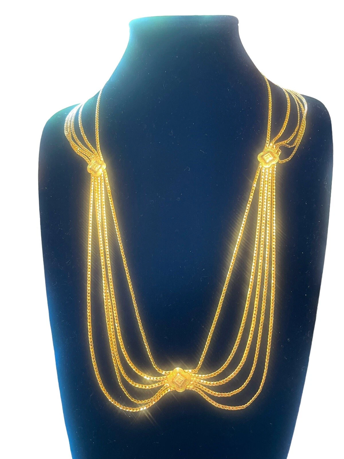 Collier Christian Dior Vintage Festoon ou Ceinture Signé Plusieurs Chaînes