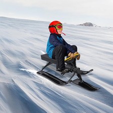 Black Snow Racer Sled, Ski Sled Slider Board, Snow Sled For 3-15 Years Kids