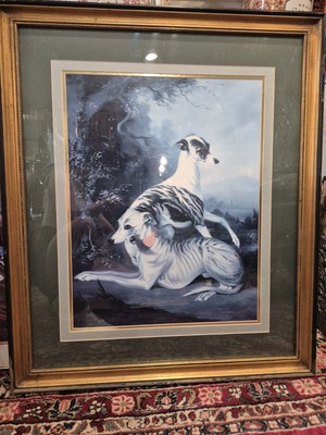 Bernard De Claviere Whippet Dogs Framed Wall Hanging 1981