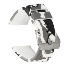 Silicone Watch Bands 22mm Soft Watch Band with Silver Buckle, Camo White