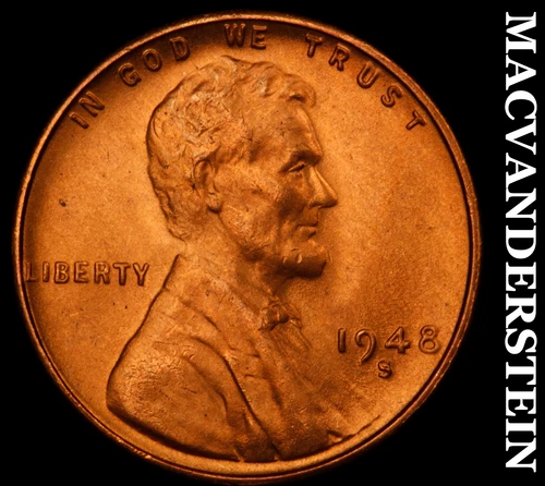 1948-S Lincoln Wheat Cent-Choice Gem BU ++++ Red Lustrous No Reserve #i6553