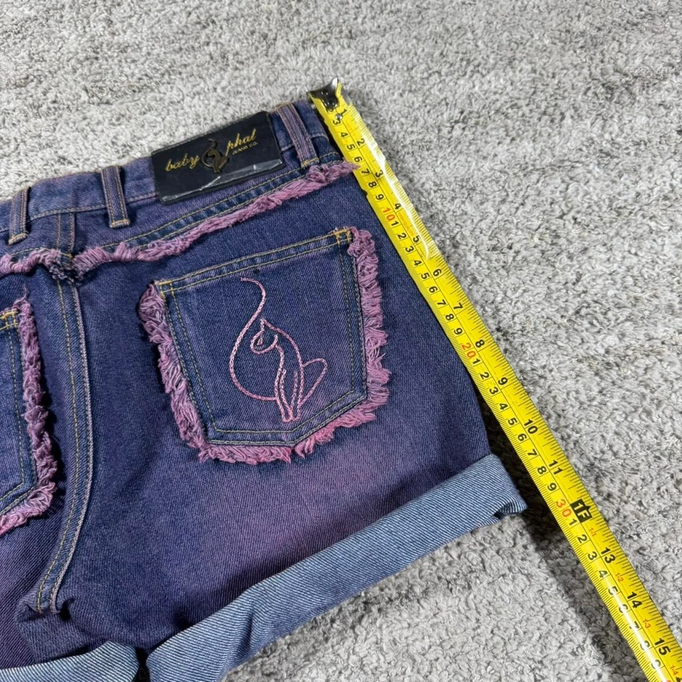 Y2K 2000’s Baby Phat Embroidered Fringe Grunge Punk Skater Short Denim Shorts - Image 4 of 4