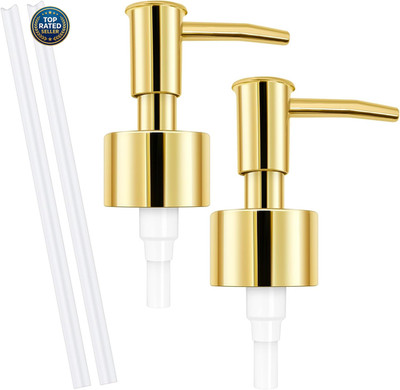 2Pack Gold Soap Dispenser Pump Replacement - Soap Pump for Lotion & Regular Glas