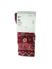 Nike ELITE Basketball Socks Christmas Holiday Red Crew Youth 10c-3Y NWT