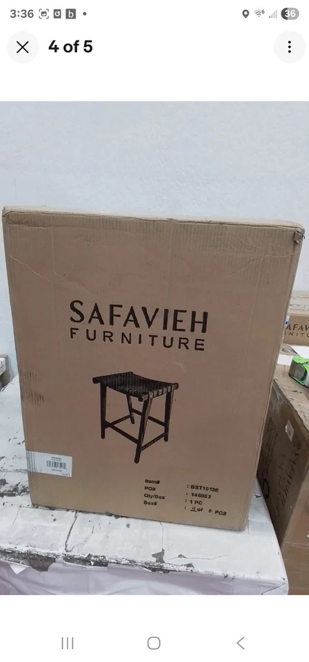 Safavieh ABREU TABURETE MOSTRADOR RECTANGULAR, BST1013E (B488) Foto 3 de 3