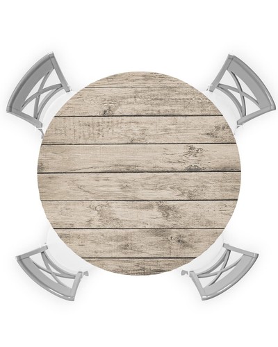 Round Table Cover 55-60 Inch, Waterproof Reusable Table Cloth Round Fitted Vi...