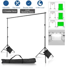 10Ft Heavy Duty Adjustable Photography Background Support Stand Kit w/Sand Bags