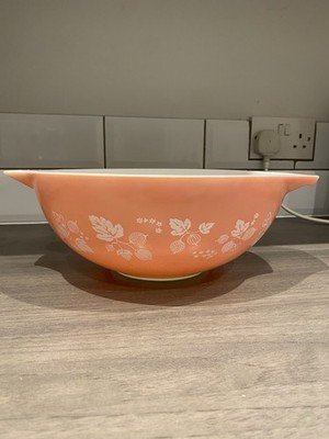 Vintage Pyrex Rosa Stachelbeere Aschenputtel Rührschüssel #444 4 Quart Groß 10,5'' Sehr guter Zustand