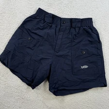 AFTCO Shorts Mens 28 Navy Nylon Fishing Cargo Hiking Elastic Stretch Camp 6”