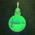 VNTG 1980s Fenton Custard Glass Plate and Bell W/Clapper Signed Christmas Scenes