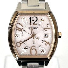 SEIKO LUKIA Women's Watch Radio Solar Pink Silver Dial Gold Case Width 2.7cm Wri