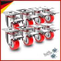 Schwerlastrollen 50Mm MöBelrollen Mit Bremsen 8 Stk Bis 640Kg Polyurethan Set