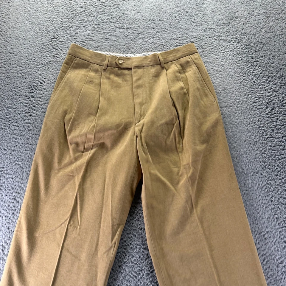 Pantalones Chinos Bobby Jones Para Hombre Colección 34x28 Beige Algodón Calce Plisado Clásico Foto 2 de 4