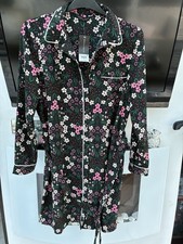 Image of Ladies Black Floral Long Shirt Dress Dorothy Perkins Size 18 New