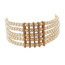 White Pearl Necklace for Women Crystal Pearl Choker Necklaces for Wedding Party