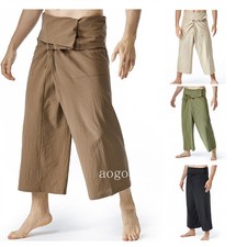 Thai Fisherman Pants for Men Women Loose Pants Baggy Trousers Nine Shorts