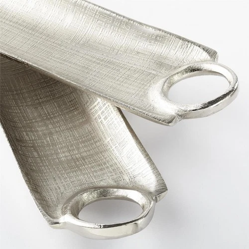 Tray CYAN DESIGN KATERINA Large Textured Nickel Silver Aluminum - Picture 1 of 3