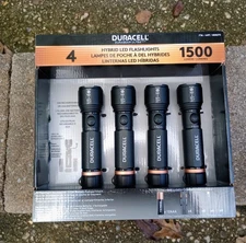 Duracell Durabeam Ultra Hybrid LED Flashlights 1500 Lumens Rechargeable 4 Pack