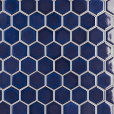 Tribeca 2 In. Hex Glossy Cobalt 11-1/8 In. X 12-5/8 In. Porcelain Mosaic Tile 1