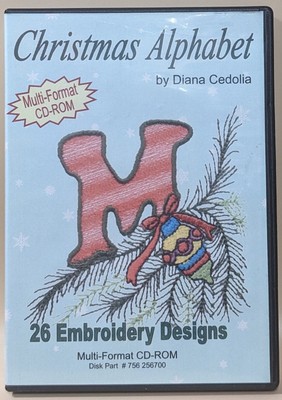Christmas Alphabet Diana Cedolia Personalization Embroidery Sewing CD-ROM Design