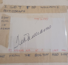 1987 Ted Williams Autograph w/ provenance, Boston Red Sox, MLB