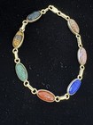 WOW RARE VTG W.E. Richards Company 14k Solid Gold MULTI GEMSTONE SCARAB BRACELET — photo 2