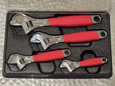 Snap-on Tools Usa New Red 4pc Flank Drive Plus Adjustable Wrench Set Fadh704c