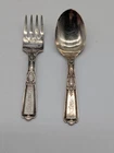 Vintage Wallace Sterling Silver Baby Fork and Spoon Set, 4 1/4" monogram, 1.3oz