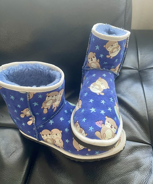 Oodie Ugg Boots Otter Size 6-7 Blue Girls Womens